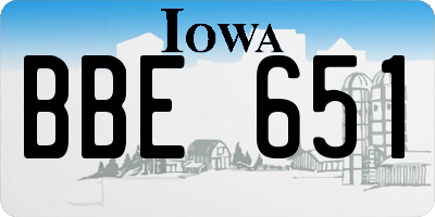 IA license plate BBE651