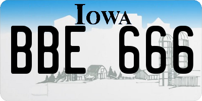 IA license plate BBE666