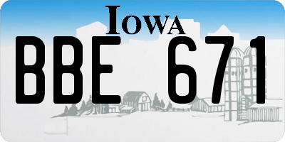 IA license plate BBE671
