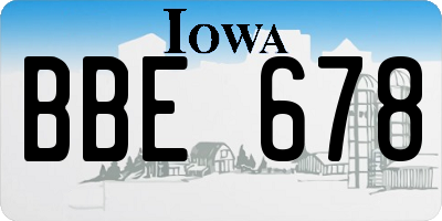 IA license plate BBE678