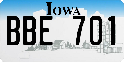 IA license plate BBE701