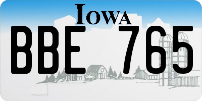 IA license plate BBE765