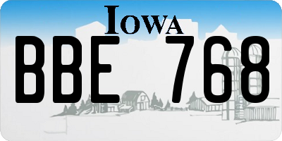 IA license plate BBE768