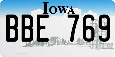 IA license plate BBE769