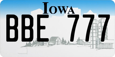 IA license plate BBE777