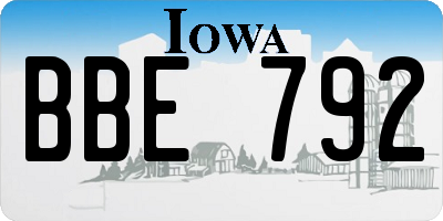 IA license plate BBE792