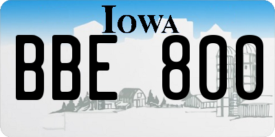 IA license plate BBE800