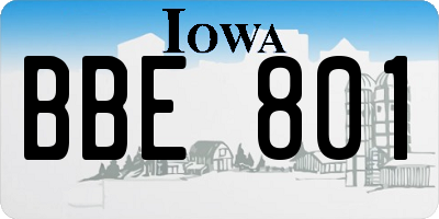 IA license plate BBE801