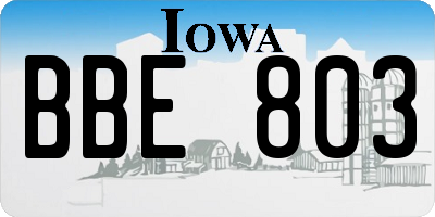 IA license plate BBE803