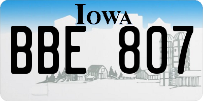 IA license plate BBE807
