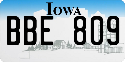 IA license plate BBE809