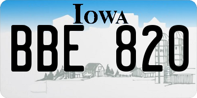 IA license plate BBE820