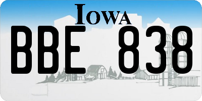IA license plate BBE838