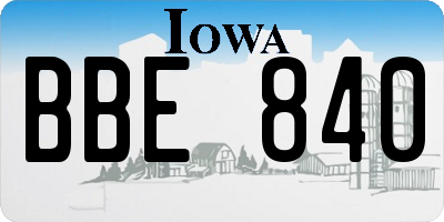 IA license plate BBE840