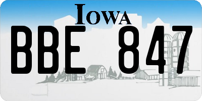IA license plate BBE847