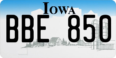 IA license plate BBE850