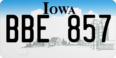 IA license plate BBE857