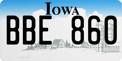 IA license plate BBE860