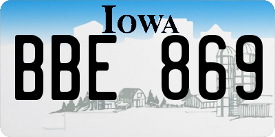 IA license plate BBE869