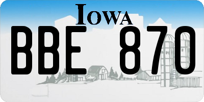 IA license plate BBE870