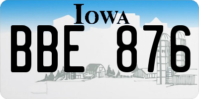 IA license plate BBE876