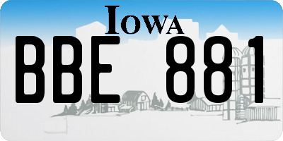 IA license plate BBE881