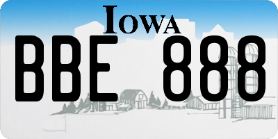 IA license plate BBE888
