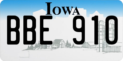 IA license plate BBE910