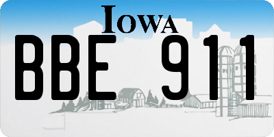 IA license plate BBE911