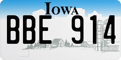 IA license plate BBE914