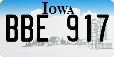 IA license plate BBE917