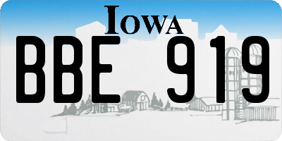 IA license plate BBE919