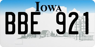 IA license plate BBE921