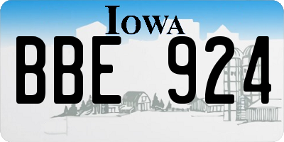 IA license plate BBE924