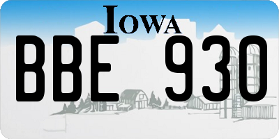 IA license plate BBE930