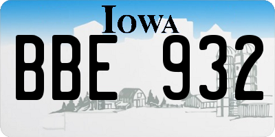 IA license plate BBE932