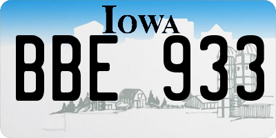 IA license plate BBE933