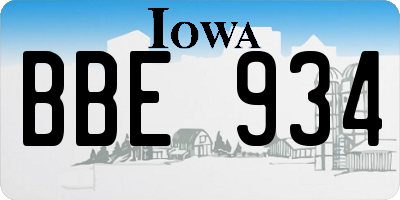 IA license plate BBE934