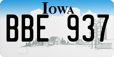 IA license plate BBE937