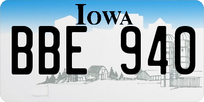 IA license plate BBE940