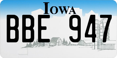 IA license plate BBE947