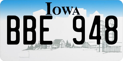 IA license plate BBE948