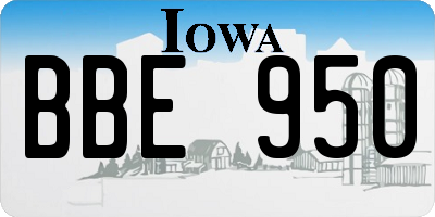 IA license plate BBE950