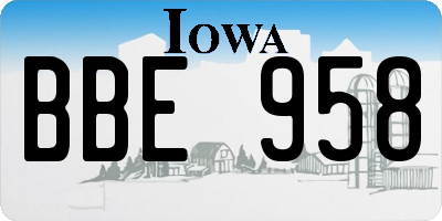 IA license plate BBE958