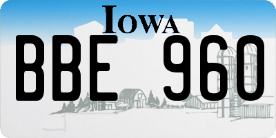 IA license plate BBE960