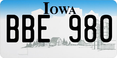 IA license plate BBE980