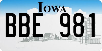 IA license plate BBE981