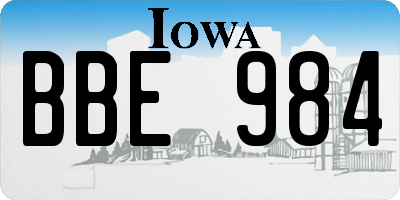 IA license plate BBE984