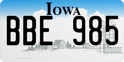 IA license plate BBE985