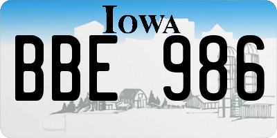 IA license plate BBE986